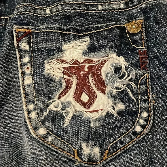 MEK distressed boot cut jeans Medium Wash Women’s Size 27 - Picture 12 of 15